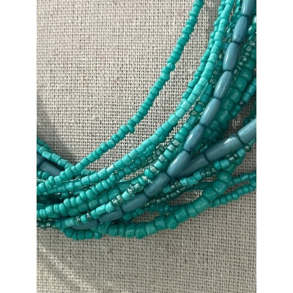 Teal Glass Seed Bead Multi-Strand Necklace -- 18" -- NWOTS - Picture 4 of 8